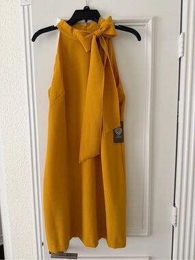 Vince Camuto Tie-Neck Mustard Halter Dress